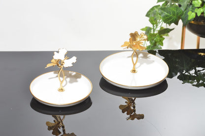 White / gold serving dish