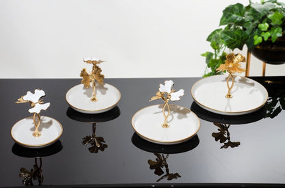 White / gold serving dish