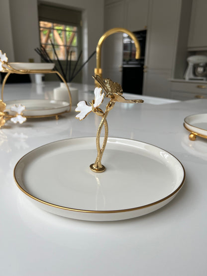 White / gold serving dish