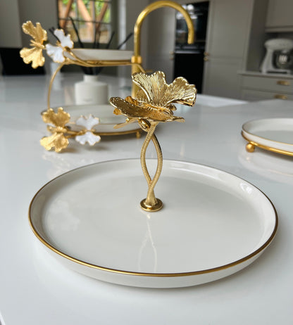 White / gold serving dish