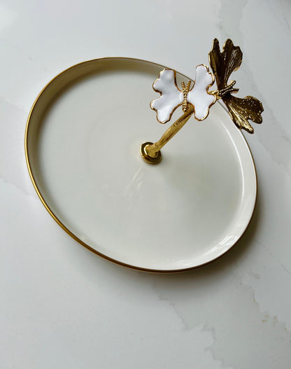 White / gold serving dish