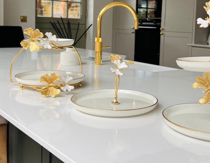White / gold serving dish